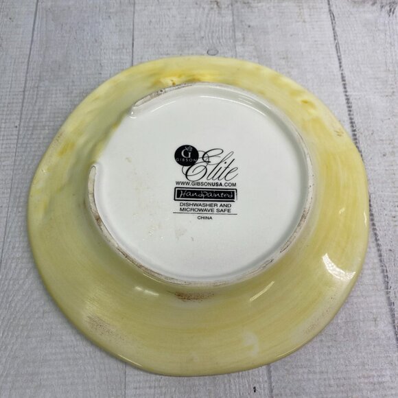 Gibson Elite SIMPLY NATURE Handpainted Embossed Leaves Nuts Salad Plates Set 4 - Picture 7 of 16